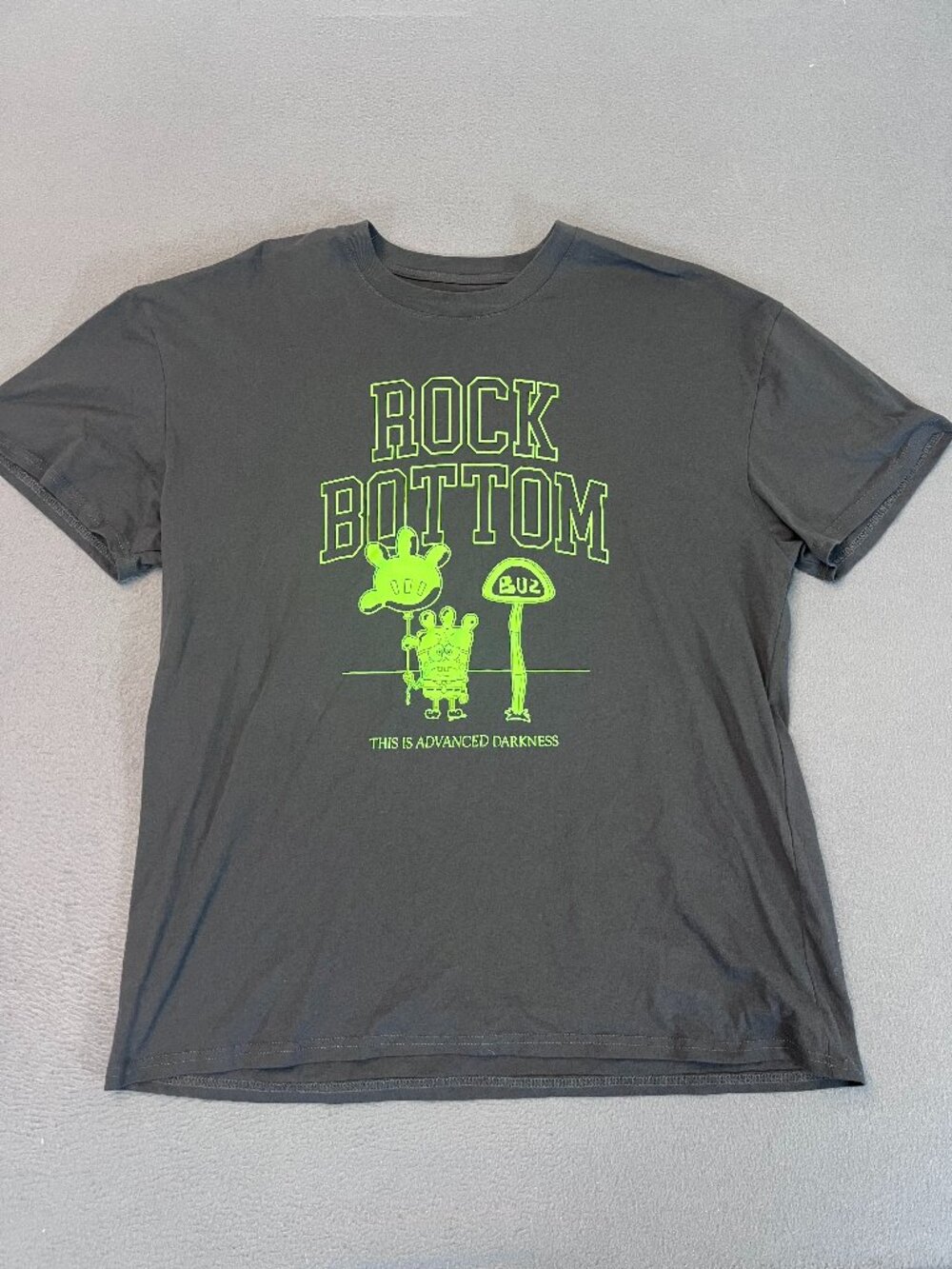 SpongeBob SquarePants Rock Bottom Men's XL Black Graphic Print Crew Neck Tee